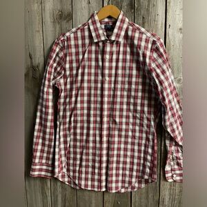 J.CREW Red Plaid Button Down - size M - neck 15/15.5